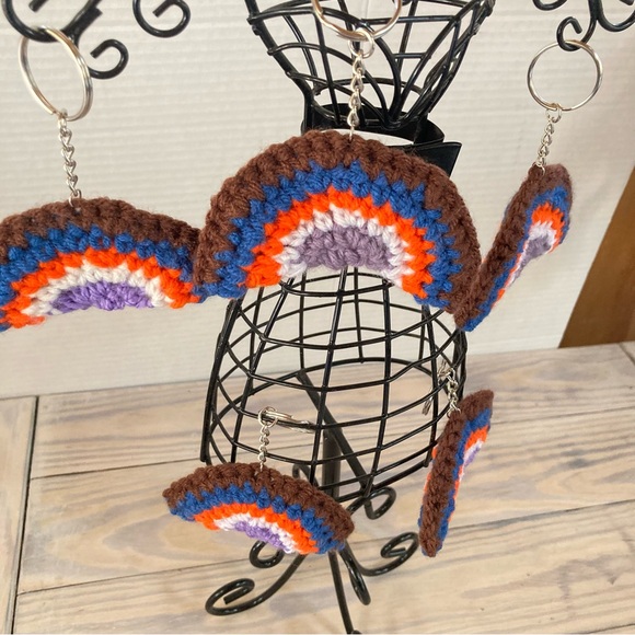 Keychain Rainbow Crochet Pride Charm 3.5 x 2.5 inches - Picture 7 of 10